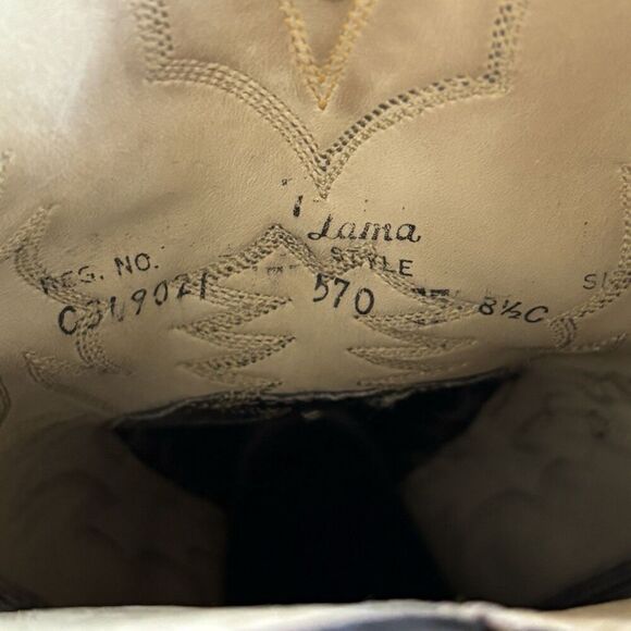 Vintage TONY LAMA Black Exotic Western Dress Boots Full Quill Ostrich Size 8.5C - Picture 10 of 10